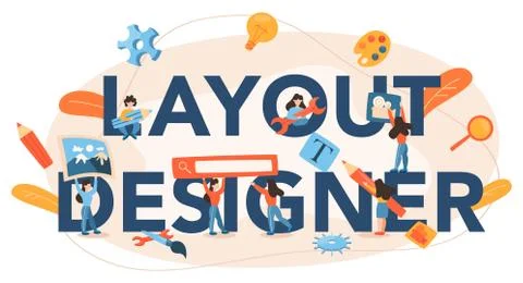 Layout designer typographic header. Web development, mobile app Illustrazione stock