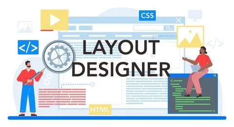 Layout designer typographic header. Web development, mobile app Stock Illustration
