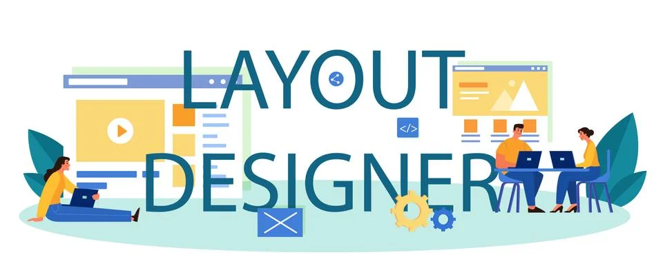 Layout designer typographic header. Web development, mobile app Stock Illustration