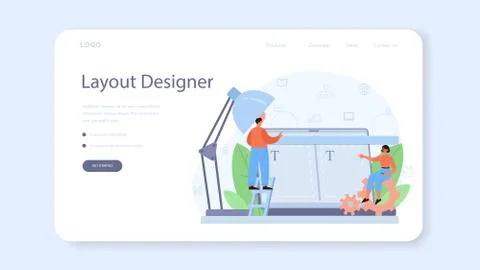 Layout designer web banner or landing page. Web development 스톡 일러스트