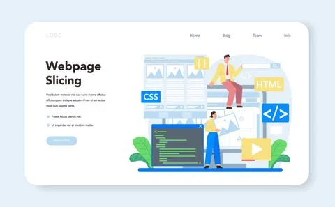 Layout designer web banner or landing page. Web development, 스톡 일러스트