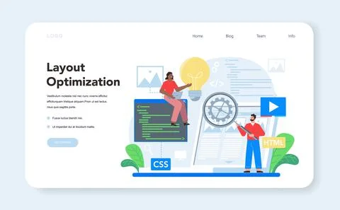 Layout designer web banner or landing page. Web development, Stock Illustration