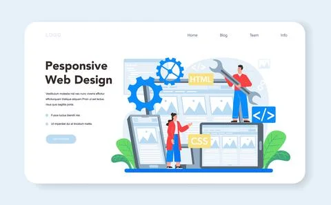 Layout designer web banner or landing page. Web development, 스톡 일러스트