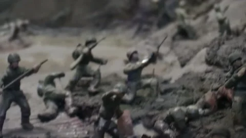Layout. Dolls. The Second World War. The offensive of soldiers. B Video stock 150443518
