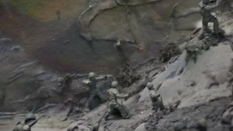 Layout. Dolls. The Second World War. The offensive of soldiers. C Video stock 150443528