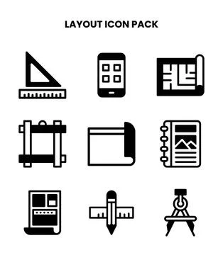 Layout DuoTone Graphics Icons Pack Stock Illustration