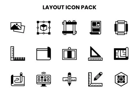 Layout DuoTone Graphics Icons Pack Stock Illustration