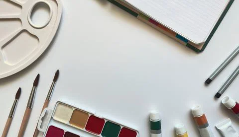 Layout of the fields of activity related to painting on a white background Stock Photos