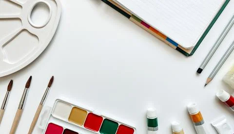 Layout of the fields of activity related to painting on a white background with Stock Photos