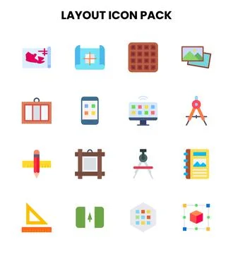 Layout Flat Bundle Icons Pack Ilustração Stock
