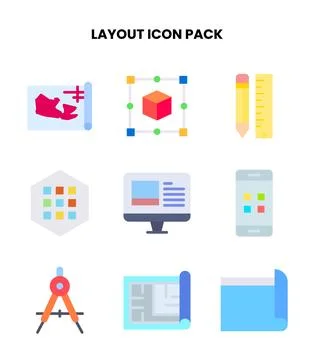 Layout Flat Bundle Icons Pack Stock Illustration
