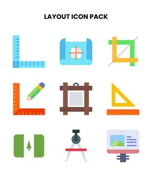 Layout Flat Collection Icons Pack Stock Illustration