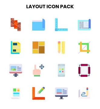 Layout Flat Graphics Icons Pack Illustrazione stock