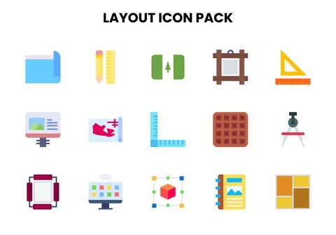Layout Flat Vector Icons Pack Stock Illustration
