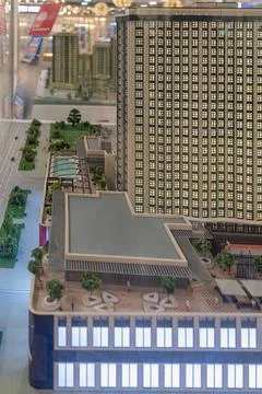 Layout of the future housing complex close-up Foto stock