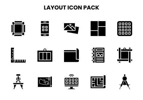 Layout Glyph Bundle Icons Pack 스톡 일러스트