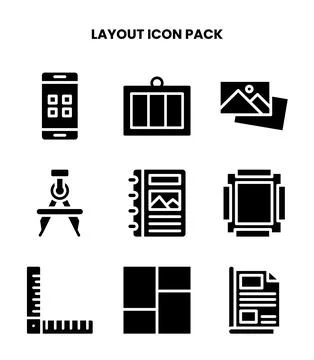 Layout Glyph Collection Icons Pack Stockillustratie