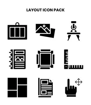 Layout Glyph Graphics Icons Pack 스톡 일러스트