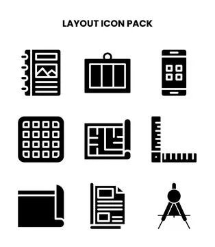 Layout Glyph UI Icons Pack Stock Illustration