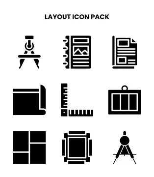 Layout Glyph Vector Icons Pack Illustrazione stock