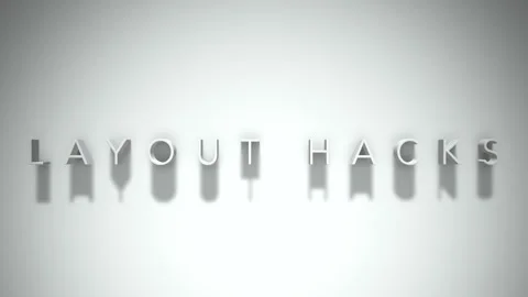 Layout hacks 3D title animation white text on a white background Stock Footage 299421868
