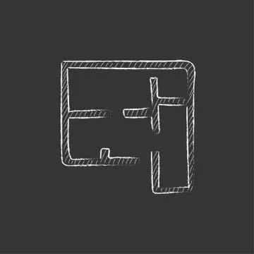Layout of the house. Drawn in chalk icon Stock Illustration