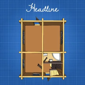 The layout of the house, first floor. Kitchen, bathroom, dining room, living Stock Illustration
