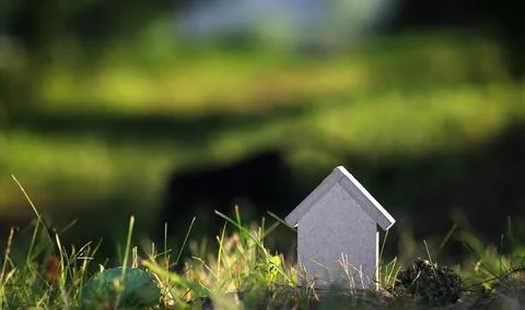 Layout of the house on the grass Stock Photos