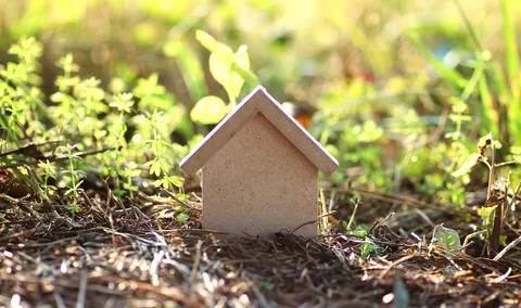 Layout of the house on the grass Stock Photos
