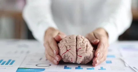 Layout human brain and financial business charts Stock Footage 181922241