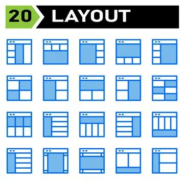 Layout icon set include layout, grid, dashboard, interface, user interface, a Stock Illustration