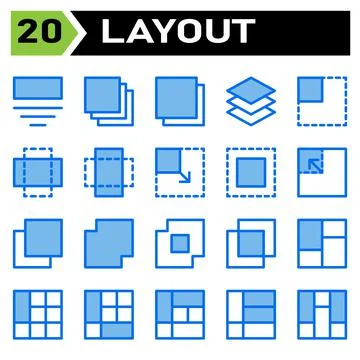 Layout icon set include layout, grid, dashboard, interface, user interface, a Ilustração Stock
