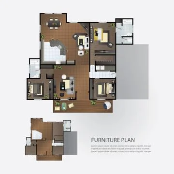 Layout Interior Plan with furniture Stock Illustration