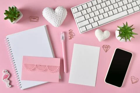 The layout of a kraft envelope with a place for text with a smartphone, knitt Stock Photos
