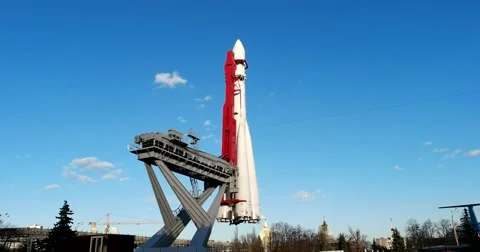 The layout of the launch complex spacecraft Vostok at VDNKH Stock Footage 67920026