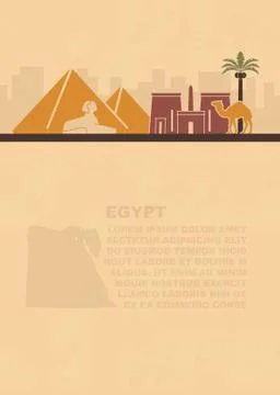 The layout of the leaflets with a map and attractions in Egypt Stock Illustration