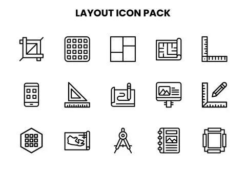 Layout Line Graphics Icons Pack 스톡 일러스트