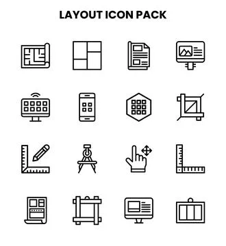 Layout Line Icons Pack Stock Illustration