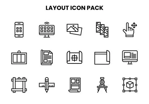 Layout Line UI Icons Pack Stock Illustration