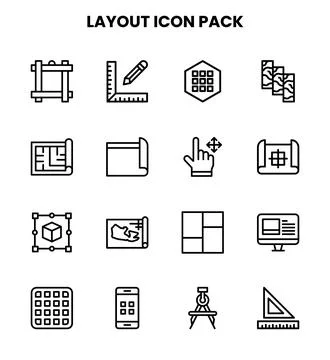 Layout Line UI Icons Pack Stock Illustration