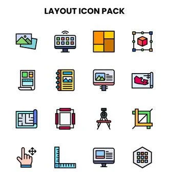 Layout Lineal Color Bundle Icons Pack Stock Illustration