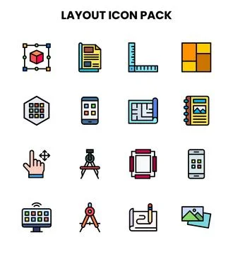 Layout Lineal Color Vector Icons Pack Illustrazione stock