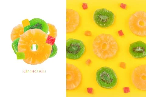 Layout made of kiwi and pineapple Stock Photos