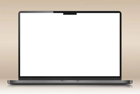 The layout of a modern laptop with reflection on a beige gradient background. Stock Illustration