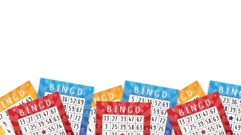 Layout with multicolored bingo tickets on the white background Stock Illustration