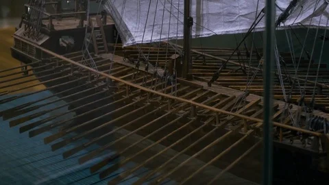 The layout of the old ship in miniature Stock Footage 119485923