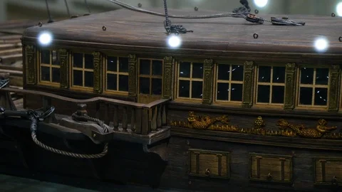 The layout of the old ship in miniature Stock Footage 119492255