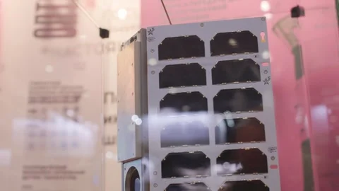 Layout or working model of a satellite for communication, navigation, or Stock Footage 249930341