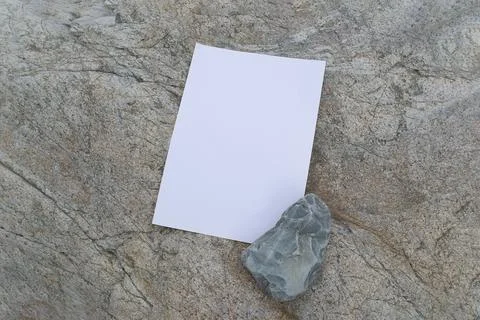 Layout of poster on stone. White blank with space for text or design Foto stock