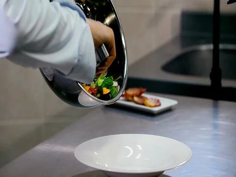 Layout Salad from vegetables on a plate Stock Footage 71135512